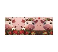 This Cows and Strawberries Keyboard and Mouse pad, 12x31.5 inches in Size, is Designed for Computers, Consoles, Offices, and is Also Suitable for Games and Study.