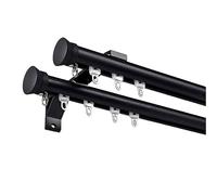 This Curtain Rod Heavy Duty Curtain Pole, Single/Double Aluminium Curtain Rail Set, With Complete Kits, Available In Seven Colors(Color:Black,Size:B-1.2m(1.2m*1))