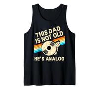 This Dad Is Not Old Hes Analog Fathers Day Retro Vinyl Music Tank Top