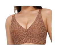 This deep V-Neck Seamless Bra is Specially Designed for Women and can Easily Create a Fashionable Low-Neck T-Shirt Look (UK, Alpha, 3XL, 4XL, Regular, Regular, Orange Leopard Print)