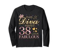 This Diva Makes 38 Look Fabulous 38th Birthday Queen B-day Long Sleeve T-Shirt