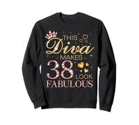This Diva Makes 38 Look Fabulous 38th Birthday Queen B-day Sweatshirt