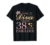 This Diva Makes 38 Look Fabulous 38th Birthday Queen B-day T-Shirt