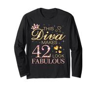 This Diva Makes 42 Look Fabulous 42nd Birthday Queen B-day Long Sleeve T-Shirt