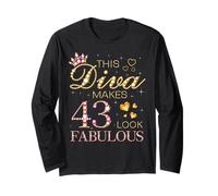 This Diva Makes 43 Look Fabulous 43rd Birthday Queen B-day Long Sleeve T-Shirt