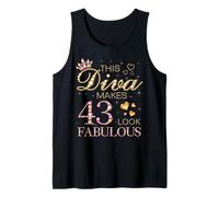 This Diva Makes 43 Look Fabulous 43rd Birthday Queen B-day Tank Top