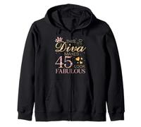 This Diva Makes 45 Look Fabulous 45th Birthday Queen B-day Zip Hoodie