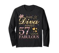 This Diva Makes 57 Look Fabulous 57th Birthday Queen B-day Long Sleeve T-Shirt