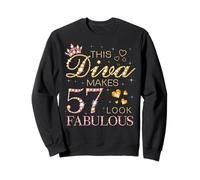 This Diva Makes 57 Look Fabulous 57th Birthday Queen B-day Sweatshirt