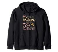 This Diva Makes 59 Look Fabulous 59th Birthday Queen B-day Zip Hoodie