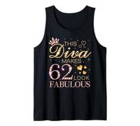 This Diva Makes 62 Look Fabulous 62nd Birthday Queen B-day Tank Top