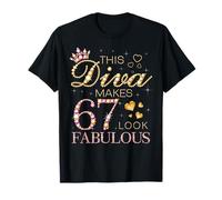 This Diva Makes 67 Look Fabulous 67th Birthday Queen B-day T-Shirt