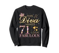 This Diva Makes 71 Look Fabulous 71st Birthday Queen B-day Sweatshirt