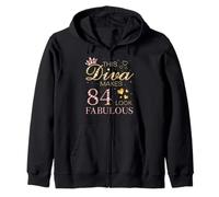 This Diva Makes 84 Look Fabulous 84th Birthday Queen B-day Zip Hoodie