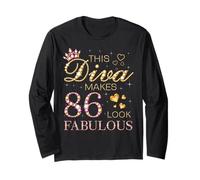 This Diva Makes 86 Look Fabulous 86th Birthday Queen B-day Long Sleeve T-Shirt