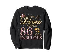 This Diva Makes 86 Look Fabulous 86th Birthday Queen B-day Sweatshirt