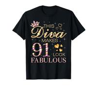This Diva Makes 91 Look Fabulous 91st Birthday Queen B-day T-Shirt