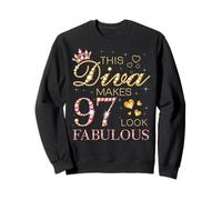 This Diva Makes 97 Look Fabulous 97th Birthday Queen B-day Sweatshirt