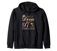 This Diva Makes 97 Look Fabulous 97th Birthday Queen B-day Zip Hoodie