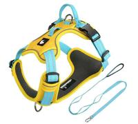 This dog harness and leash set is designed specifically for Scottish Terrier. It features an adjustable, pull-resistant harness with a 1.5-meter leash. yellow L