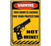 This Door Is Locked For Your Protection Not Mine Retro Warning Tin Sign Funny Decorative Sign Vintage Home Outdoor Decor Room Door Accessories Yard Garage 8"x12"