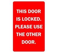 This door is locked please use the other door safety sign - Self adhesive sticker (300mm x 200mm)