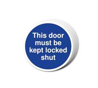 This Door Must Be Kept Locked Shut Fire Door Signs 80mm x 80mm Multi Pack Strong Adhesive Vinyl Stickers for Fire Door Safety (6)