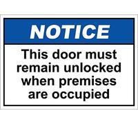 This Door Must Remain Unlocked When Occupied Notice Outdoor Courtyard Decoration Sign 8X12 Inch