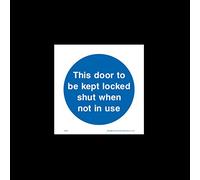 This door to be kept locked Plastic Sign with double sided fixing tape (FPR2) - Fire Exit, Gangway, Emergency, Route