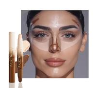 This double-ended contour stick is waterproof, long-lasting, and features a dual-ended design that includes a nose contour stick and a face highlighter stick, suitable for all skin tones.