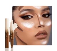 This double-ended contour stick is waterproof, long-lasting, and features a dual-ended design that includes a nose contour stick and a face highlighter stick, suitable for all skin tones.