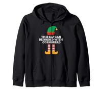 This Elf Can Be Bribed With Cornbread Christmas Santa Helper Zip Hoodie