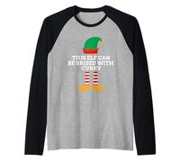 This Elf Can Be Bribed with Curry Christmas PJs Santa Helper Raglan Baseball Tee