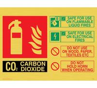 This extinguisher contains co2 carbon dioxide instructions for use Sign Sign - 200x150mm - A5L
