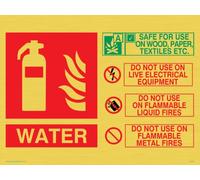This extinguisher contains Water instructions for use Sign Sign - 200x150mm - A5L