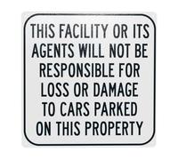 This Facility Or Its Agents Will Not Be Responsible For Loss Or Damage To Cars Metal Warning Sign for Indoor Outdoor Security, Business Office Home Street Decor 30 x 30 cm