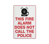 This Fire Alarm Does Not Call The Police Sign 12 X 8 Inches Aluminum Sign Reflective - Uv Protected, Waterproof, Weatherproof And Fade Resistant - 4Pre-Drilled Holes