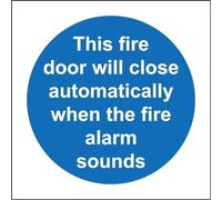 This Fire Door Will Close Automatically When The Fire Alarm Sounds Safety Sign Funny Metal Sign Crossing Traffic Novelty Square Sign 12x12 inch
