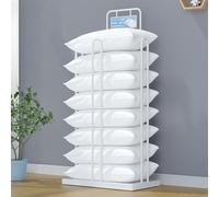 This Freestanding Decorative Pillow Display Rack, Large Capacity White Metal Cushion Organizer for Home, Nursery, Hotel & School Stylish Storage Solution (46x46x142CM)