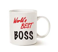 This Funny Christmas Gifts Boss Coffee Mug, World's Best Boss Mug White Work and Office Holiday or Birthday Present for Worlds Best Male or Female Boss, Manager or Coworker