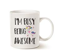 This Funny Quote Saying Coffee Mug Christmas Gifts, I'm Busy Being Awesome Birthday Gift Ideas for Friend Brother Cup, White 11 Oz