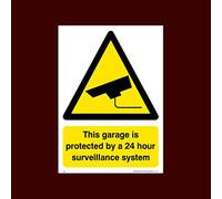 This garage is protected by a 24 hour surveillance system Sticker/Self Adhesive Sign (S16) - CCTV, Security, Warning, Alarmed, Surveillance, Camera, Dogs, Premises