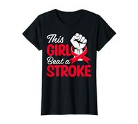 This Girl Beat A Stroke - Red Ribbon Stroke Survivor Women T-Shirt