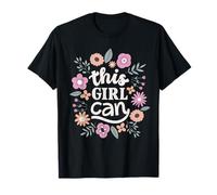 This Girl Can Cute Floral Empowerment Typography T-Shirt