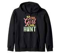This Girl Can Hunt Fun Outdoors Woman Easter Vibes Zip Hoodie