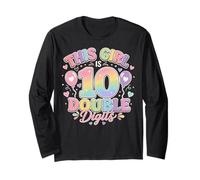 This Girl is 10 Double Digits Quote Graphic Pastel Rainbow Long Sleeve T-Shirt