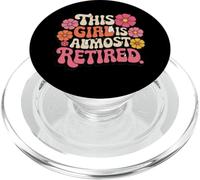 This Girl Is Almost Retired Floral Retro Lettering PopSockets PopGrip for MagSafe