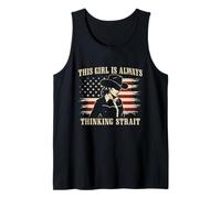 This Girl is Always Thinking Strait US Flag Cowgirl Western Tank Top