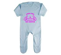 This Girl is Getting Promoted to Big Sister (Thumbs up Sibling Announcement) Baby Romper Jumpsuit with feet, 3-6 Months, Pastel Blue