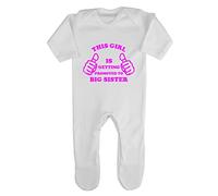 This Girl is Getting Promoted to Big Sister (Thumbs up Sibling Announcement) Baby Romper Jumpsuit with feet, 3-6 Months, White